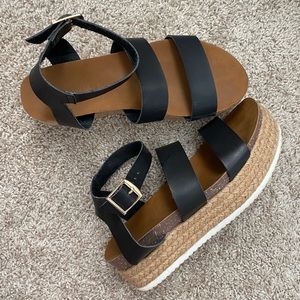 Black Strappy Platform Sandals